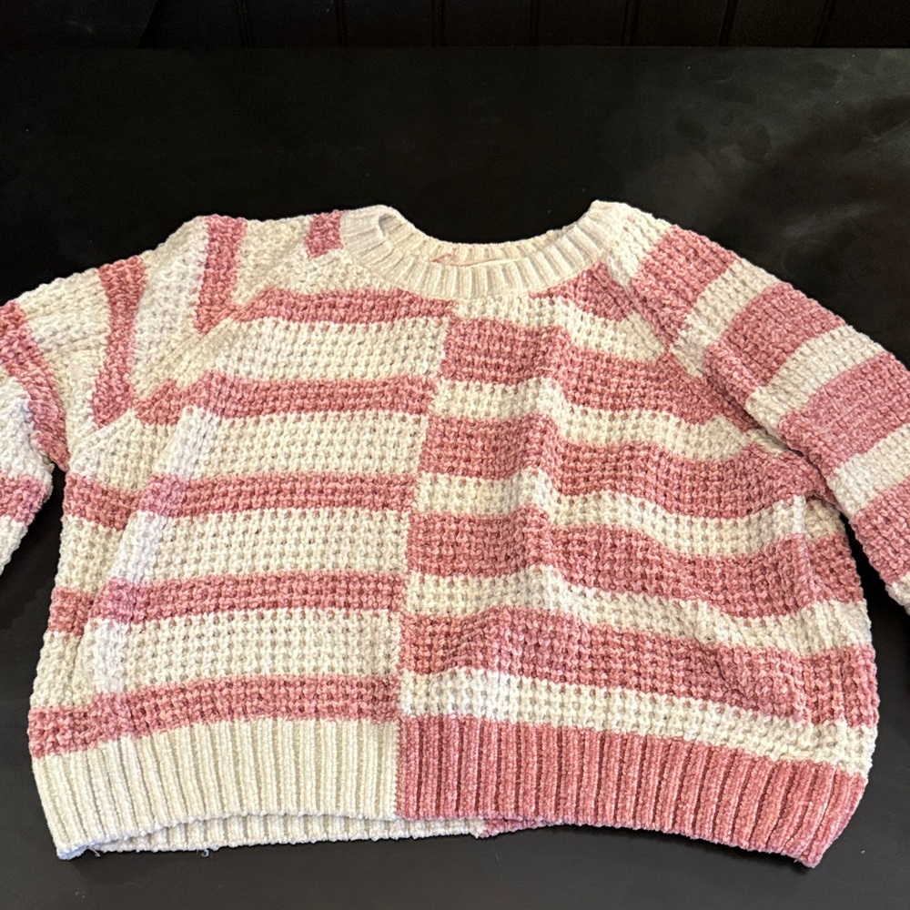Never Worn Medium Altered State Striped Pink and Cream Women's Sweater